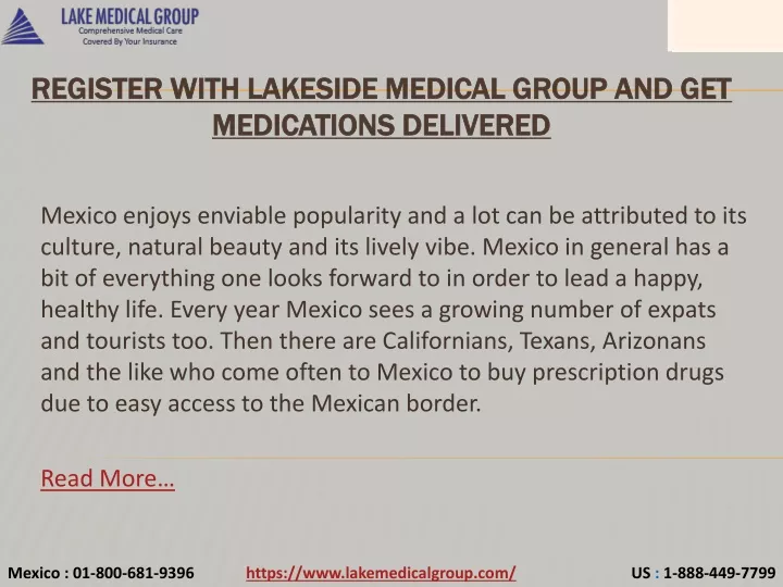 register with lakeside medical group and get medications delivered