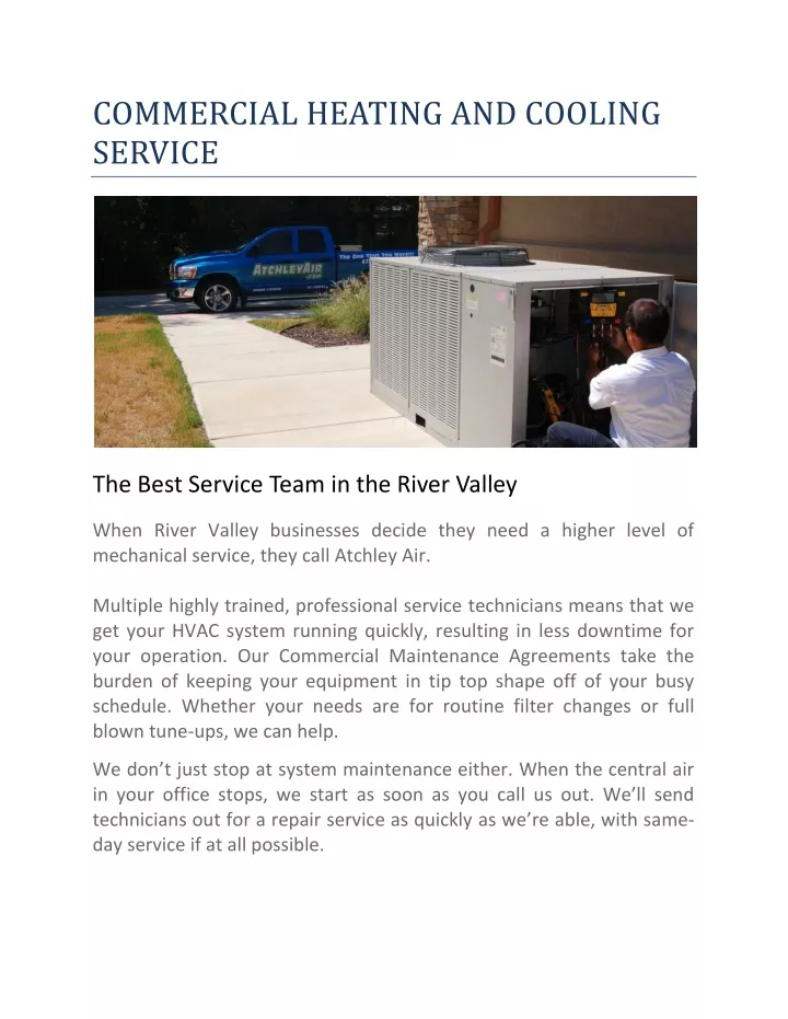 commercial heating and cooling service
