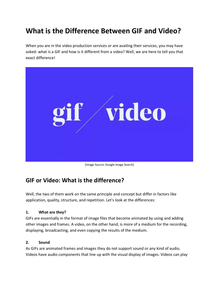 what is the difference between gif and video