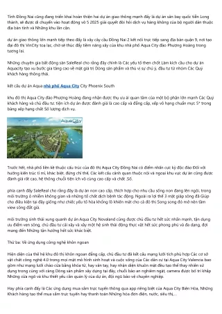 quan tâm biệt thự Aqua City SaleReal nên đọc