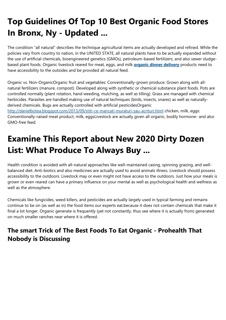 top guidelines of top 10 best organic food stores