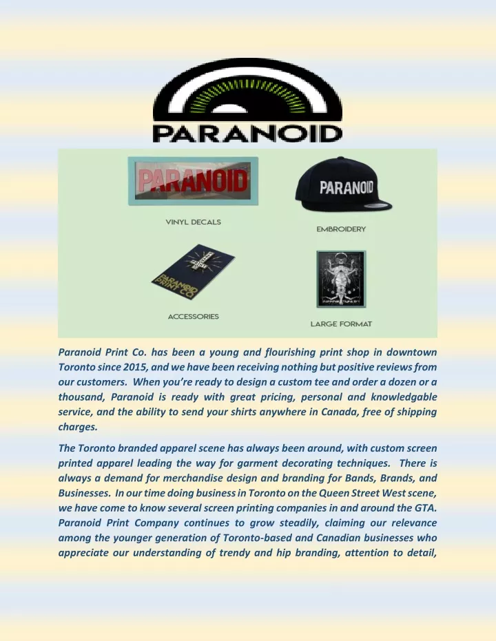 paranoid print co has been a young
