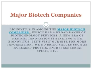 Major Biotech Companies in USA