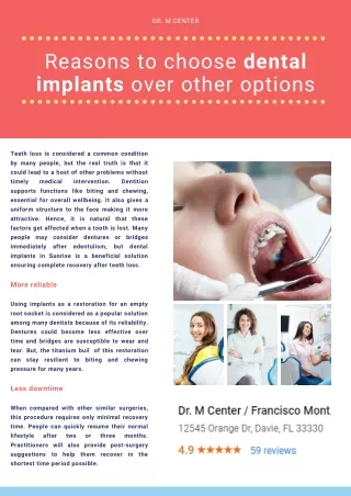 Reasons to Choose Dental Implants Over Other Options