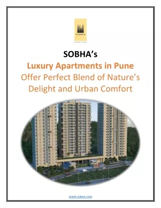 SOBHA’s Luxury Apartments in Pune Offer Perfect Blend of Nature’s Delight and Urban Comfort