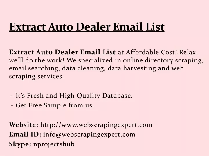 extract auto dealer email list