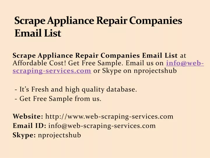 scrape appliance repair companies email list