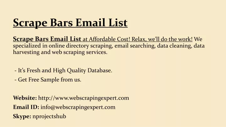 scrape bars email list