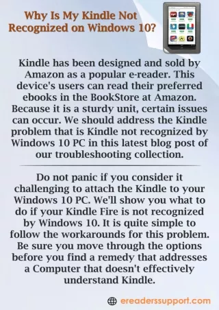 Why Is My Kindle Not Recongnized on Windows 10
