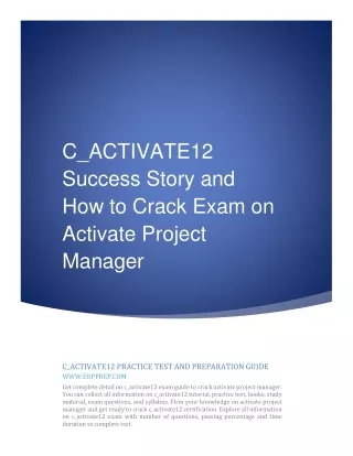 C_ACTIVATE12 Success Story and How to Crack Exam on Activate Project Manager