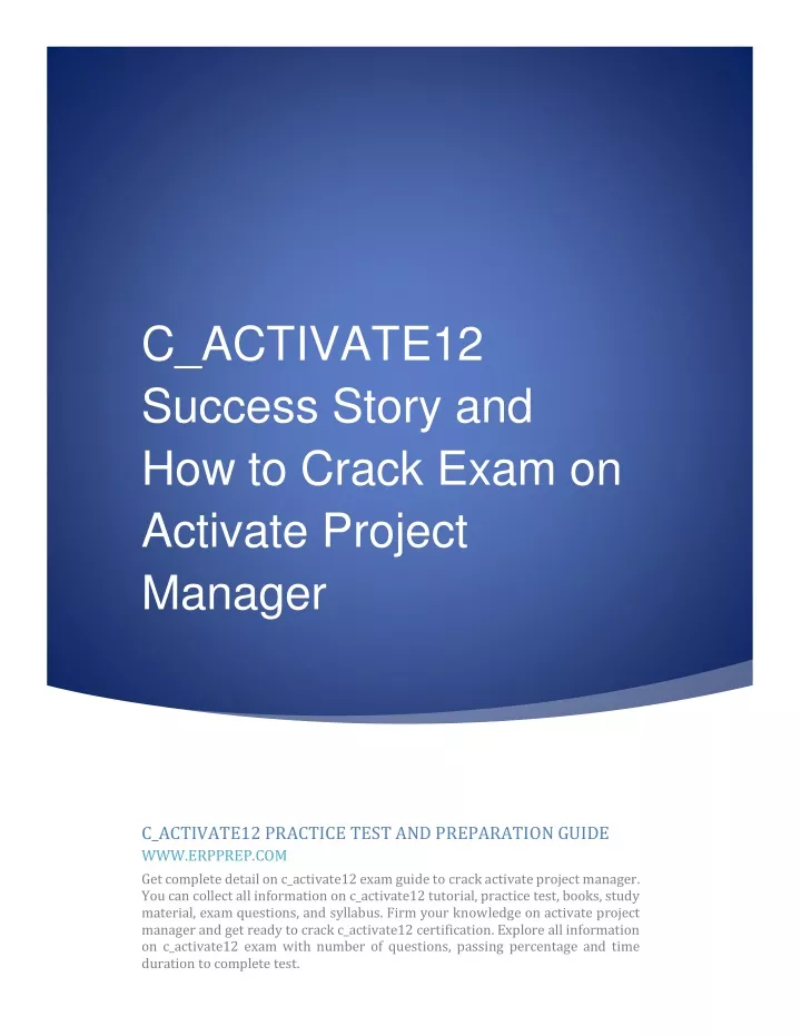 c activate12 success story and how to crack exam