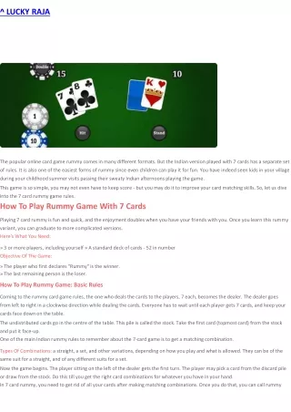 How To Play Seven Cards Rummy In India: Rules & Basics