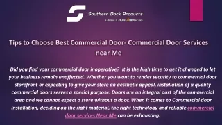 Tips to Choose Best Commercial Door- Commercial Door Services near Me