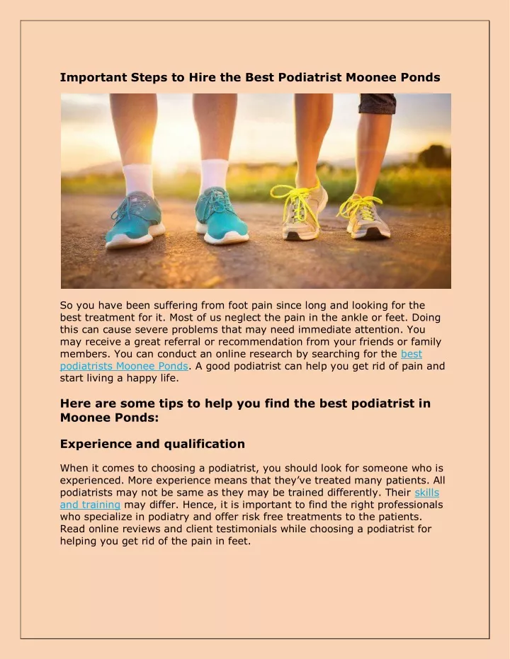 important steps to hire the best podiatrist