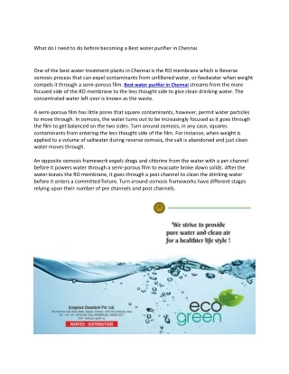 what do i need to do before becoming a best water