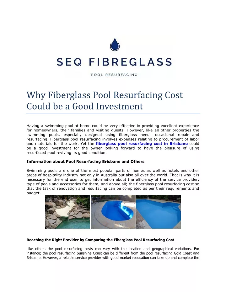 why fiberglass pool resurfacing cost could