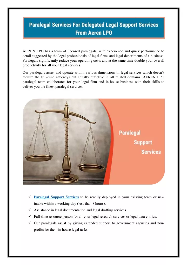 aeren lpo has a team of licensed paralegals with