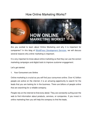 How Online Marketing Works?