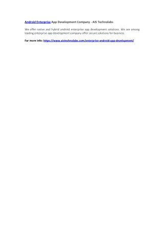 android enterprise app development company