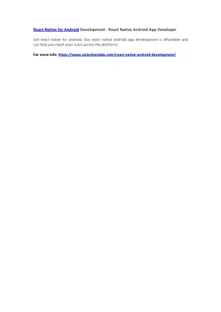 react native for android development react native