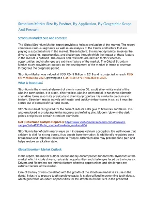 strontium market size by product by application