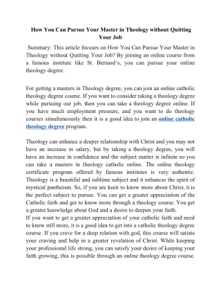 how you can pursue your master in theology