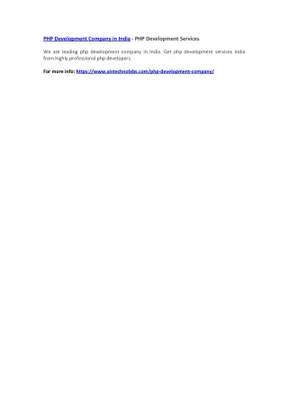 php development company in india php development