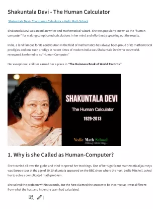 Shakuntala Devi: Human Computer