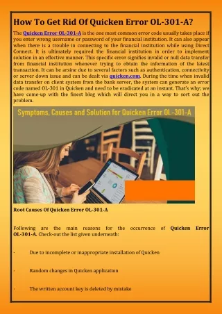 how to get rid of quicken error ol 301 a