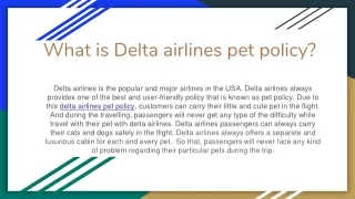 What is Delta airlines pet policy?