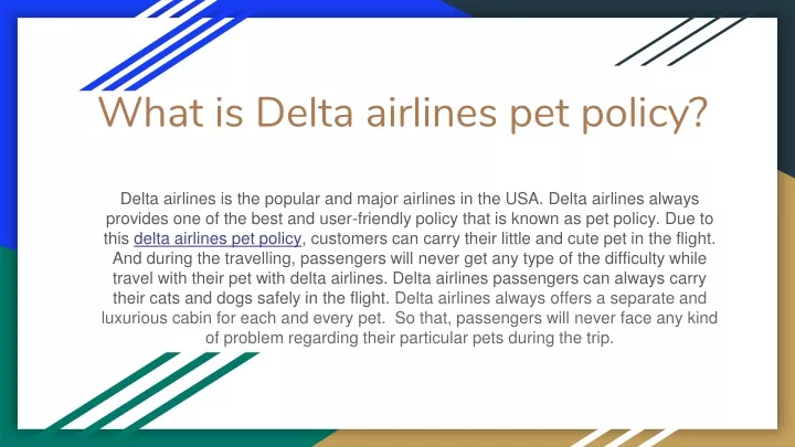 what is delta airlines pet policy