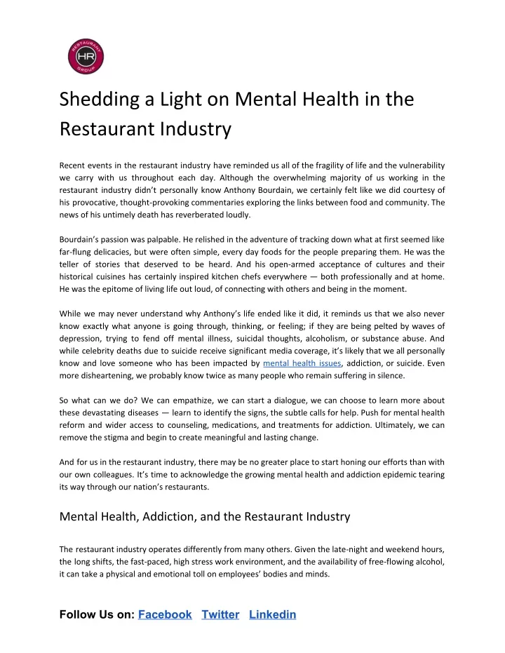 shedding a light on mental health