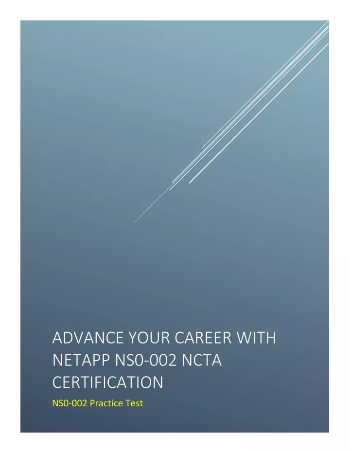 advance your career with netapp ns0 002 ncta