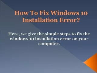 how to fix windows 10 installation error