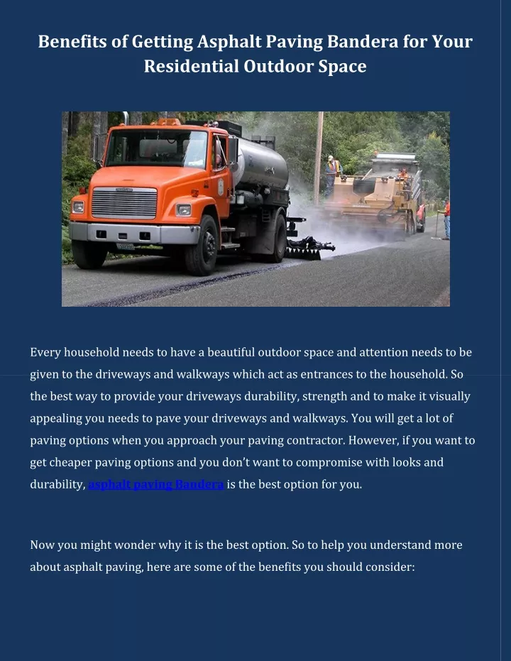 benefits of getting asphalt paving bandera