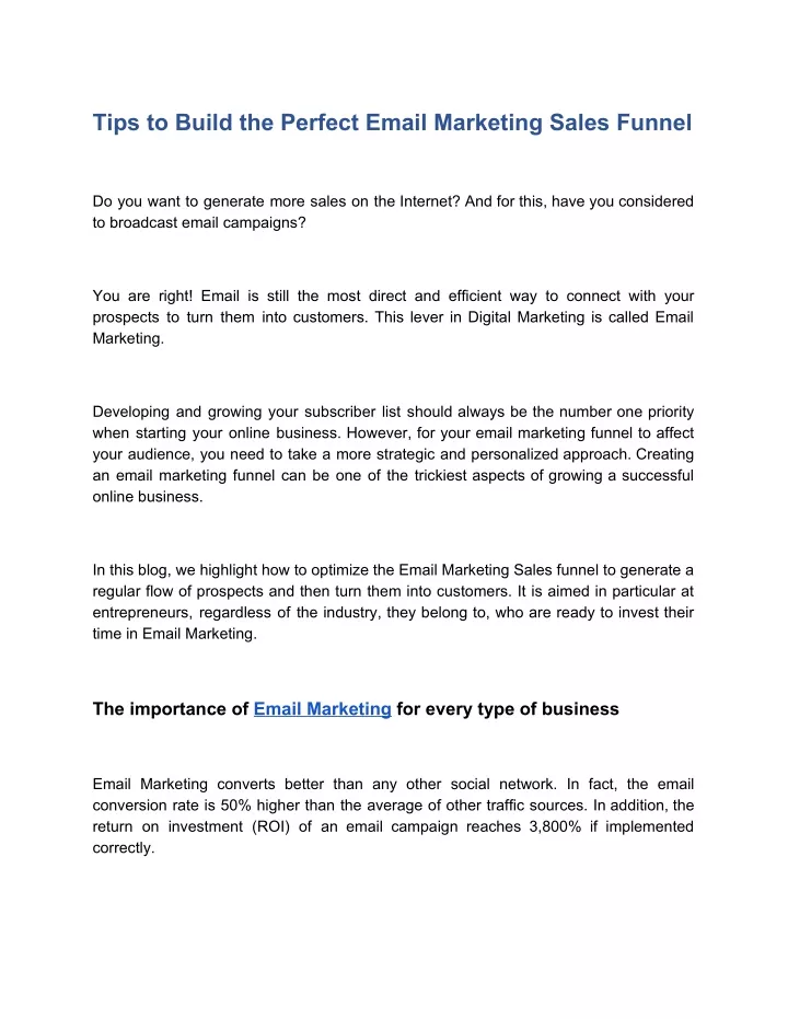 tips to build the perfect email marketing sales