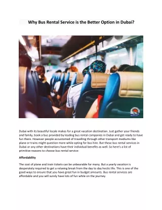 why bus rental service is the better option