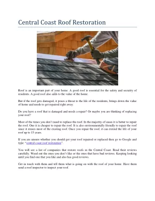 Central Coast Roof Restoration