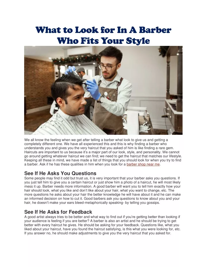 what to look for in a barber who fits your style