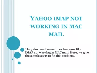 yahoo imap not working in mac mail