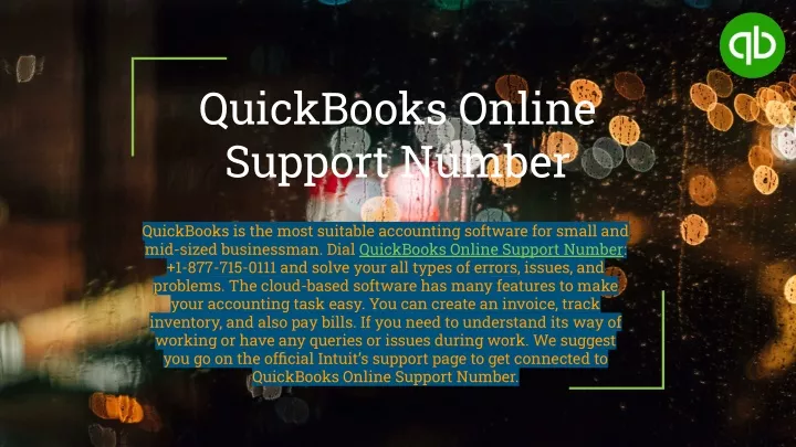 quickbooks online support number