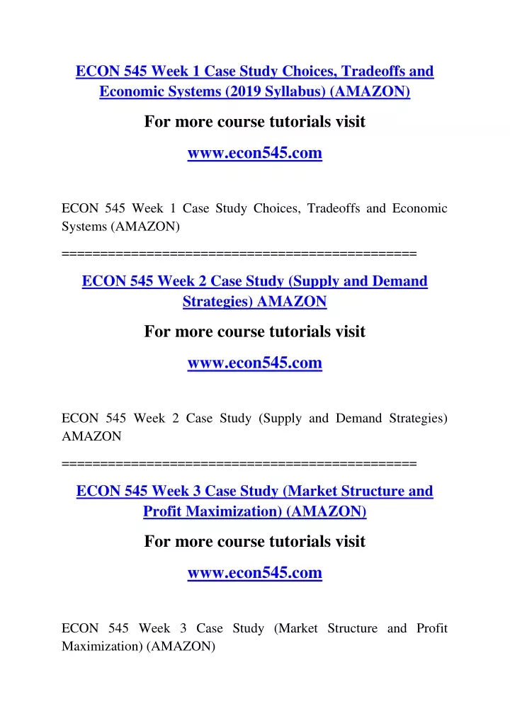 econ 545 week 1 case study choices tradeoffs