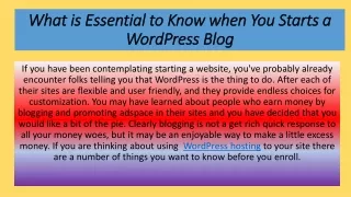 what is essential to know when you starts a wordpress blog