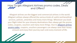 How To get Allegiant Airlines promo codes, Deals and Offers?