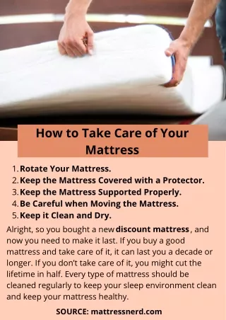 How You Can Take Care of  Mattress