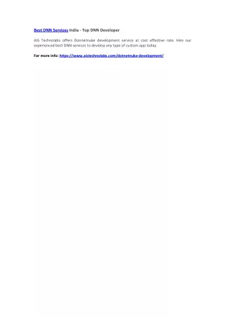 best dnn services india top dnn developer