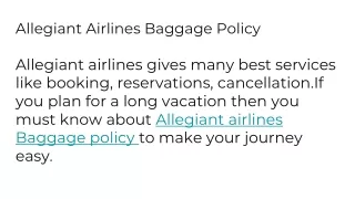 Allegiant  Airlines baggage policy