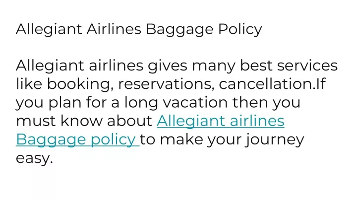 allegiant airlines baggage policy