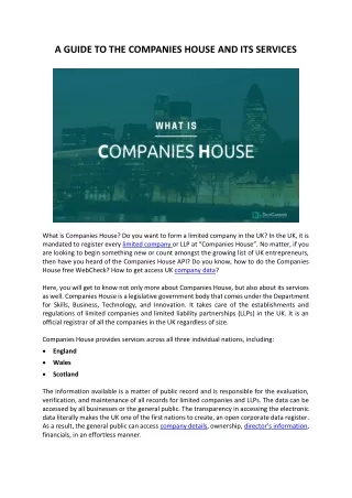 How to do the Companies House free Web Check?