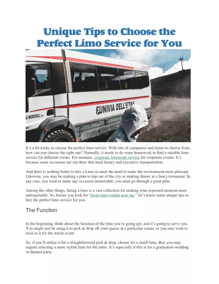 unique tips to choose the perfect limo service